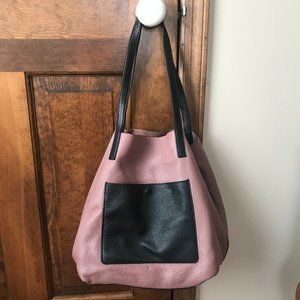 Michael Kors Colgate XL Mauve & Black Pebbled Leather Grab Bag